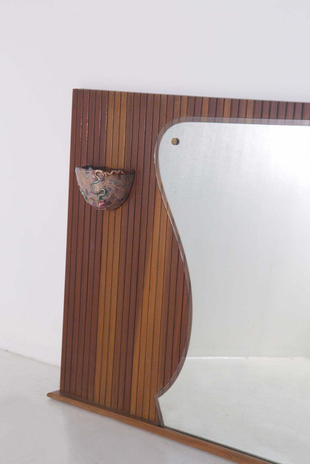 Italian Vintage Wall Or Console Mirror With Ceramic Light Holder photo Home Decor