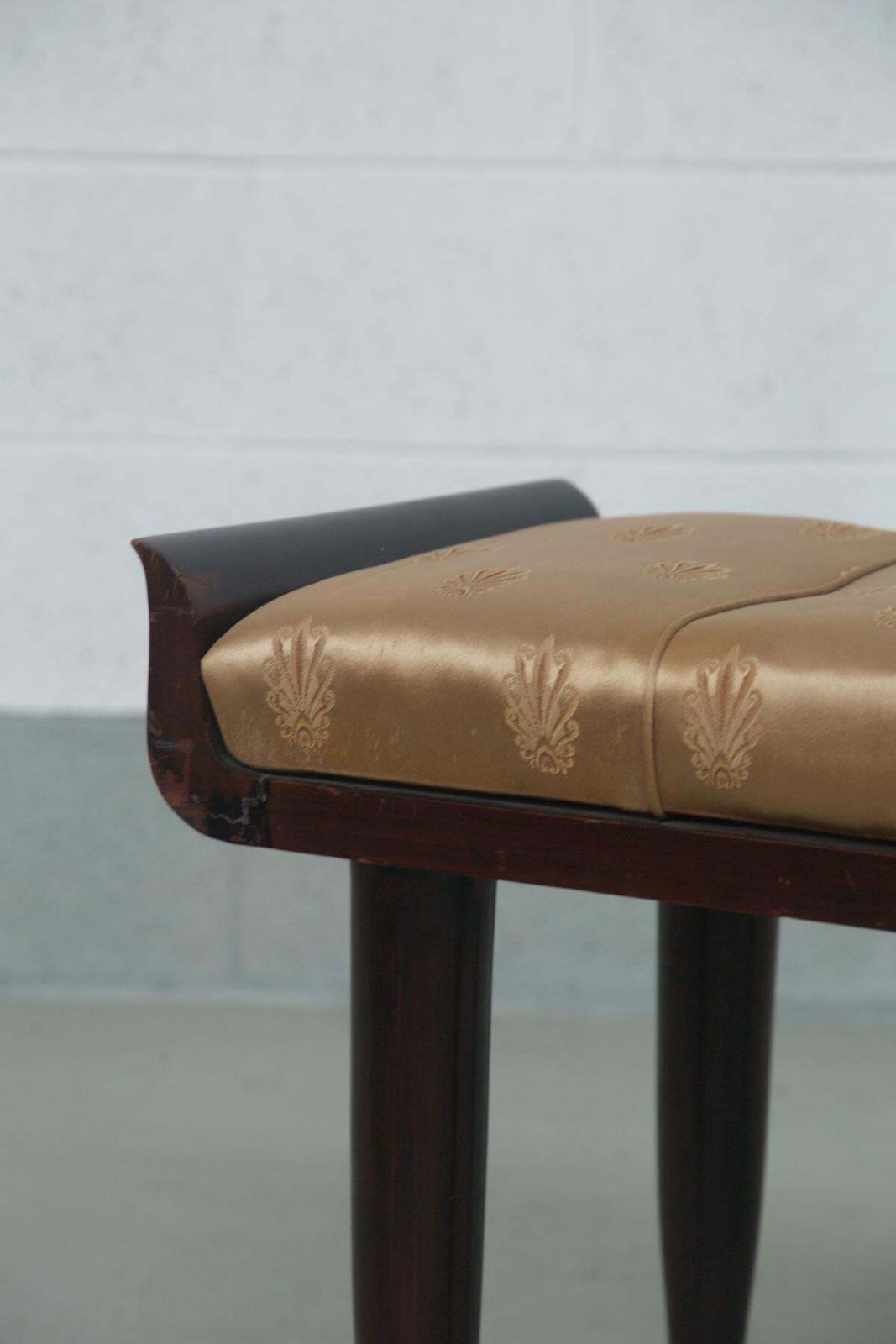 Italian Bench By Paolo Buffa, With Original Gold Satin Fabric photo vintage