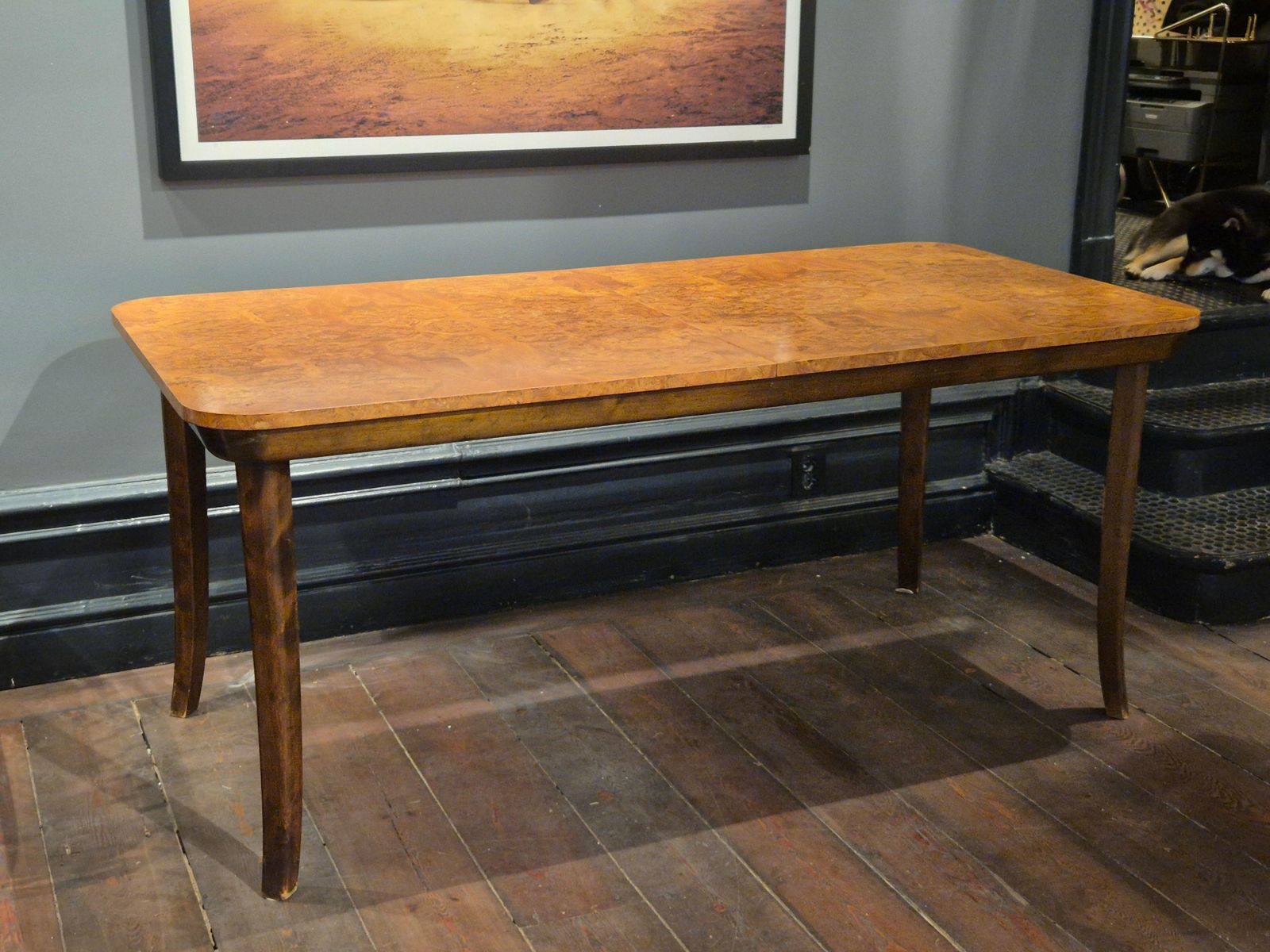 Dining Table In Burl Wood & Beech By Axel Einar Hjorth, Nk 1938, Swedish Modern. photo vinterior