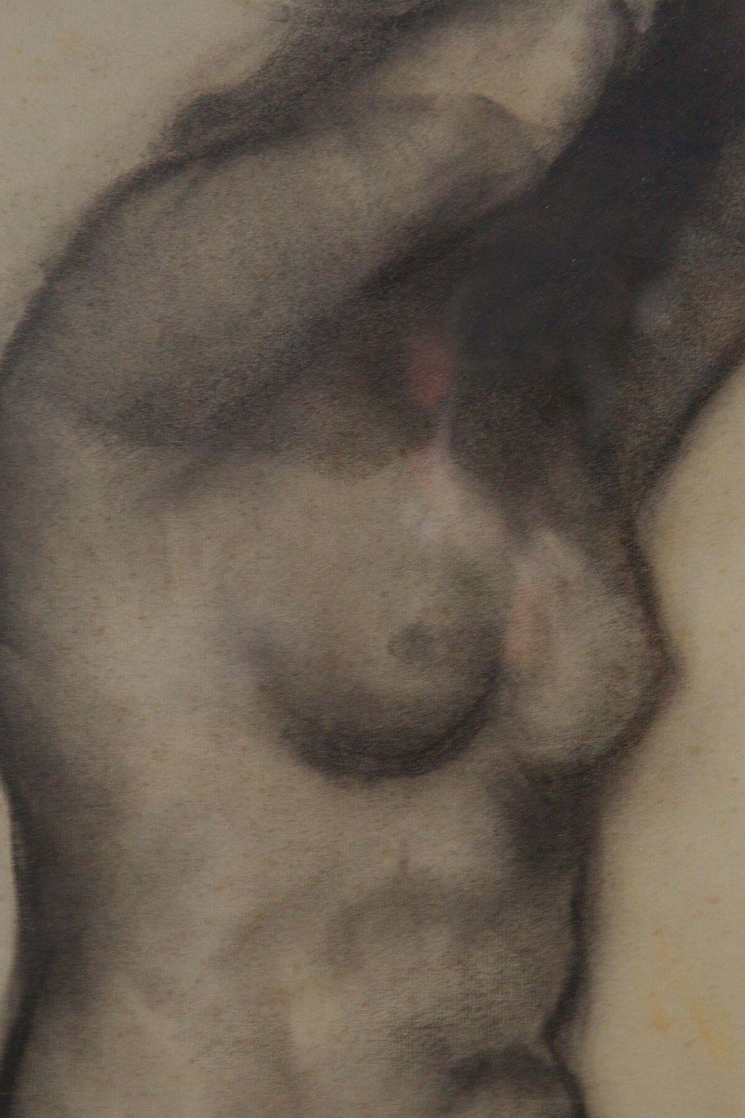 Study Of A Female Nude, Italian Futurist Charcoal Drawing photo vinterior