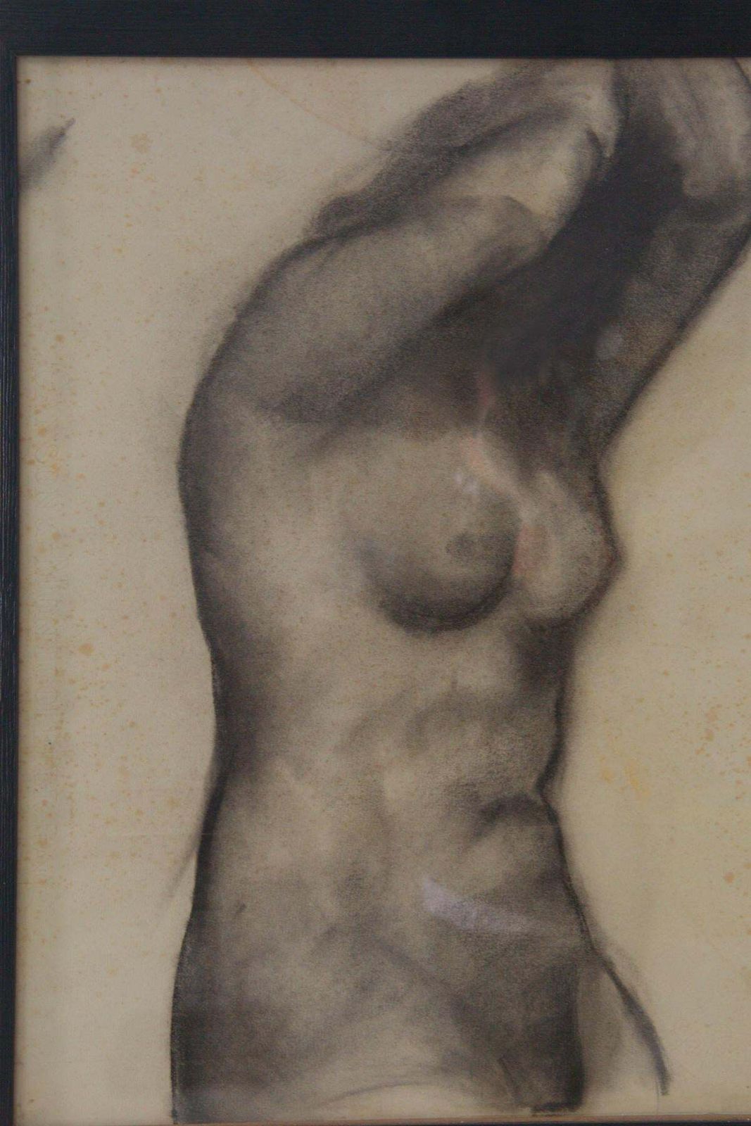 Study Of A Female Nude, Italian Futurist Charcoal Drawing photo buy