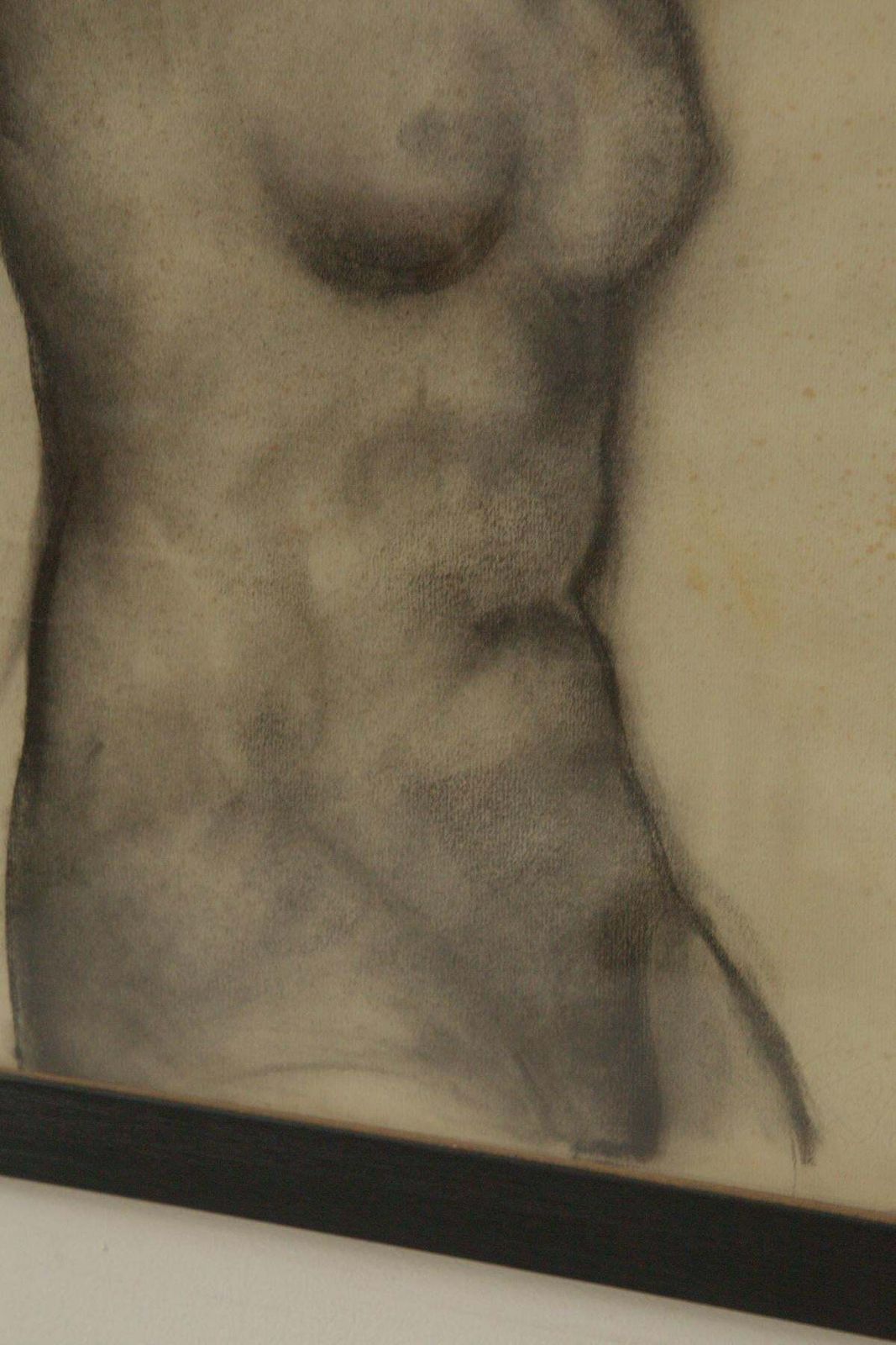 Study Of A Female Nude, Italian Futurist Charcoal Drawing photo vintage