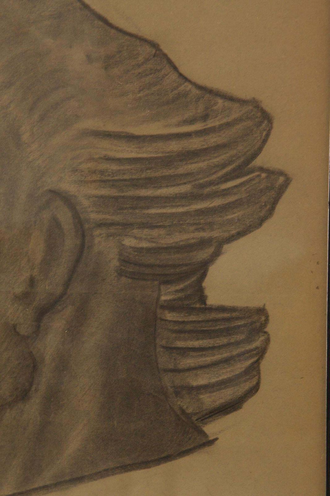 Study Of A Male Head   Italian Futurist Charcoal Drawing photo for sale