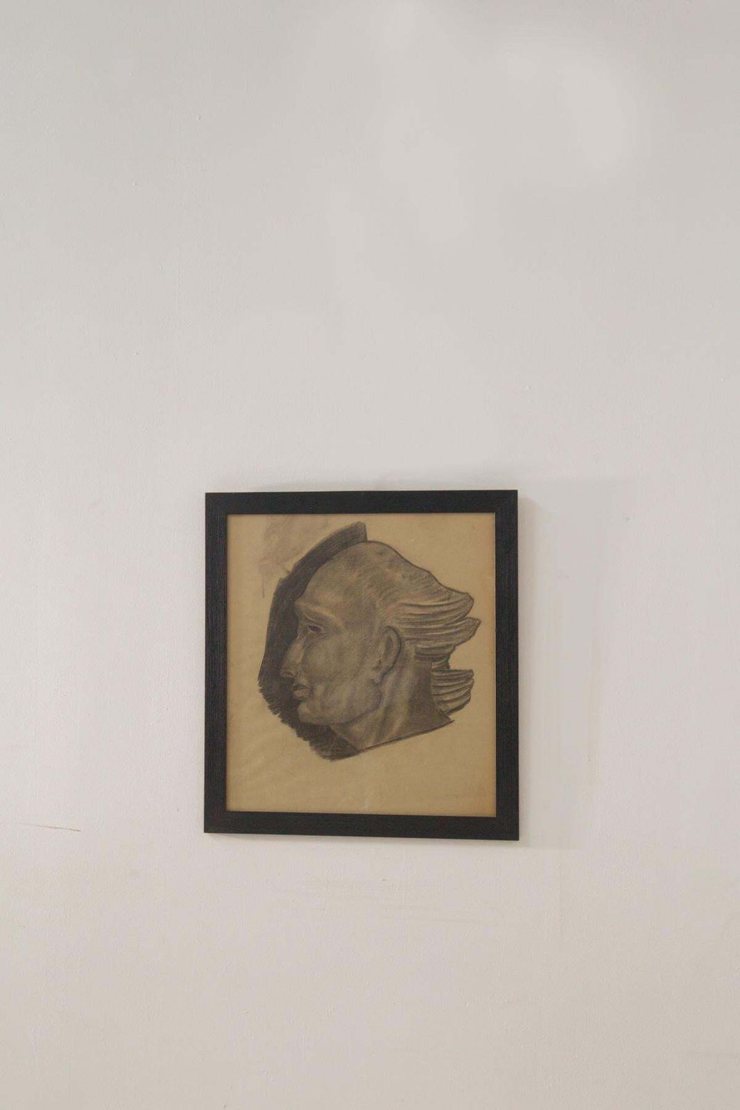 Study Of A Male Head   Italian Futurist Charcoal Drawing photo vintage