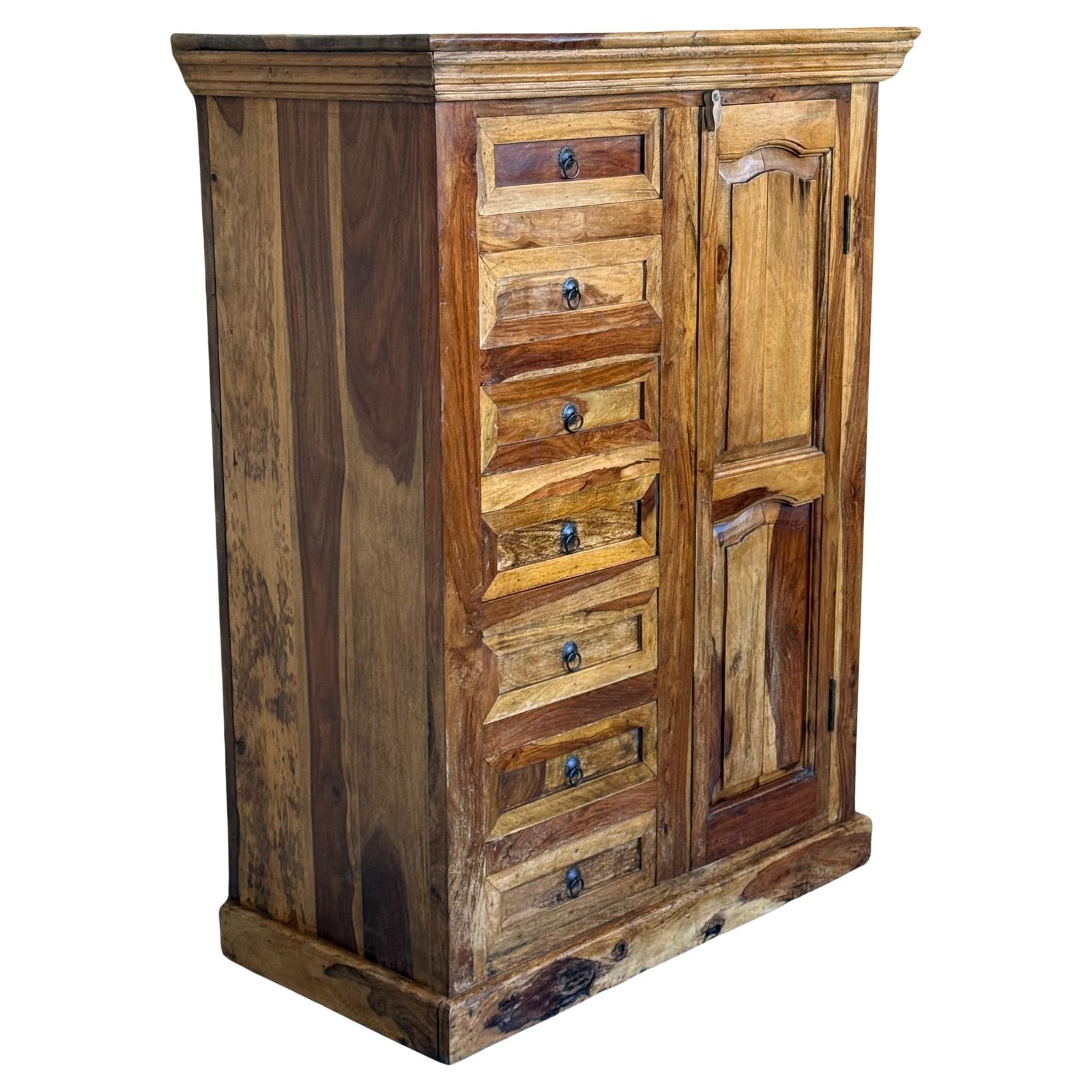 Armoire-garde-manger d'époque espagnole en olivier massif, avec serrure