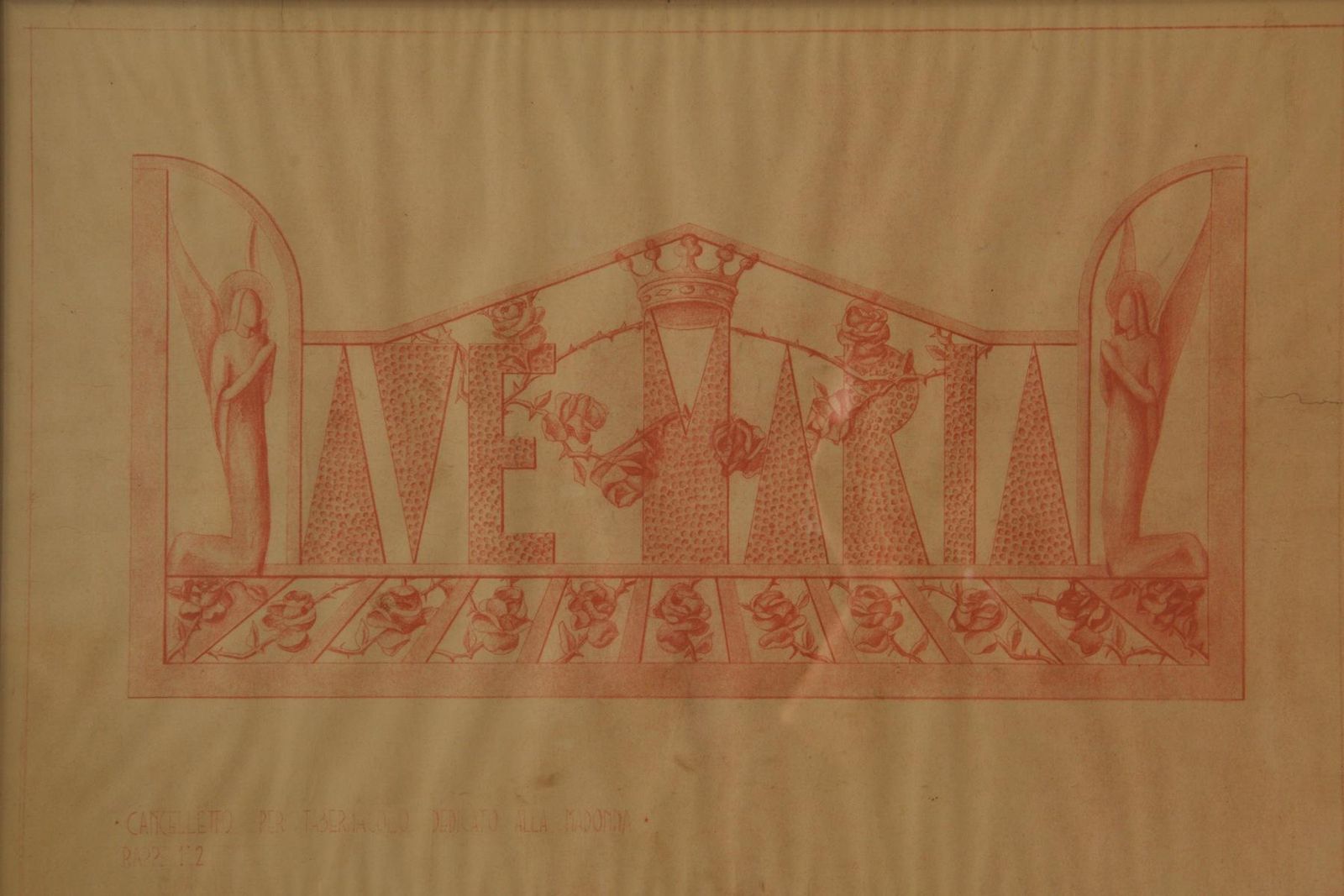 photo furniture Italian Futurist Design For A Tabernacle Gate Dedicated To The Virgin Mary, Red