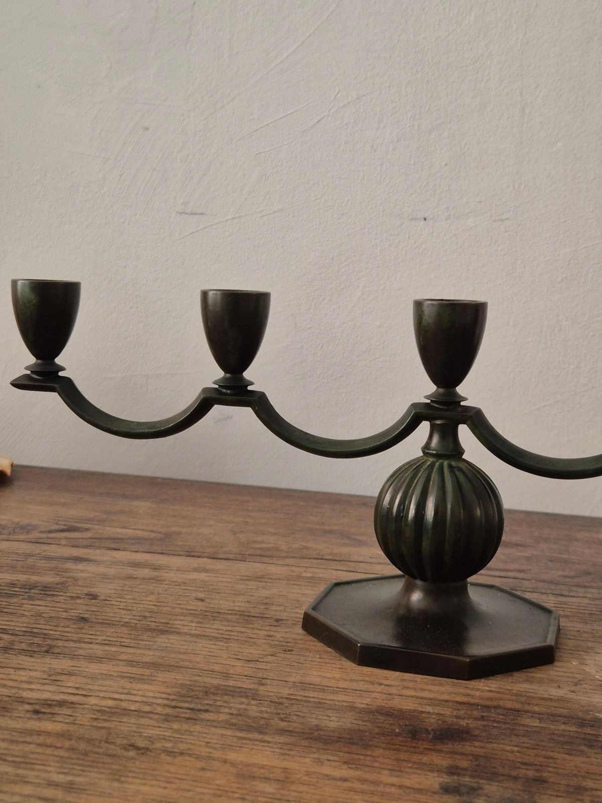 Elegant Swedish Grace Candelabra In Solid Bronze By Jacob ängman, Gab photo vinterior