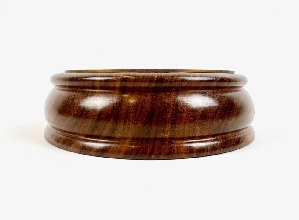Mid Century Round Walnut And Brass Pipe Ashtray From Duk It Mcdonald Buffalo, USA, 1950s photo Home Decor