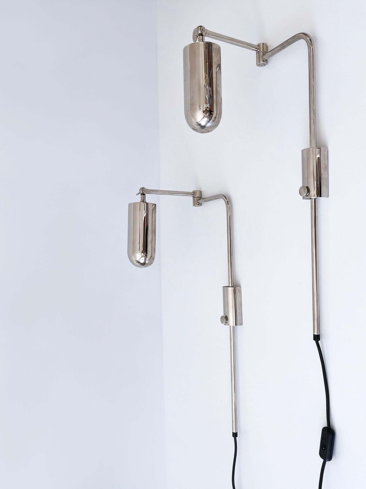 Lighting Set Of Two Articulated Wall Lamps Or Reading Lights By Florian Schulz 1970s photo