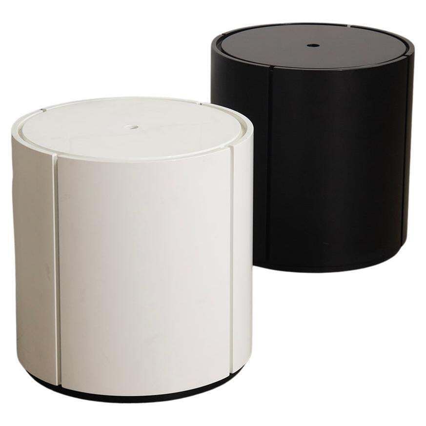 Pair Of Italian Storage Bedside Tables Black And White