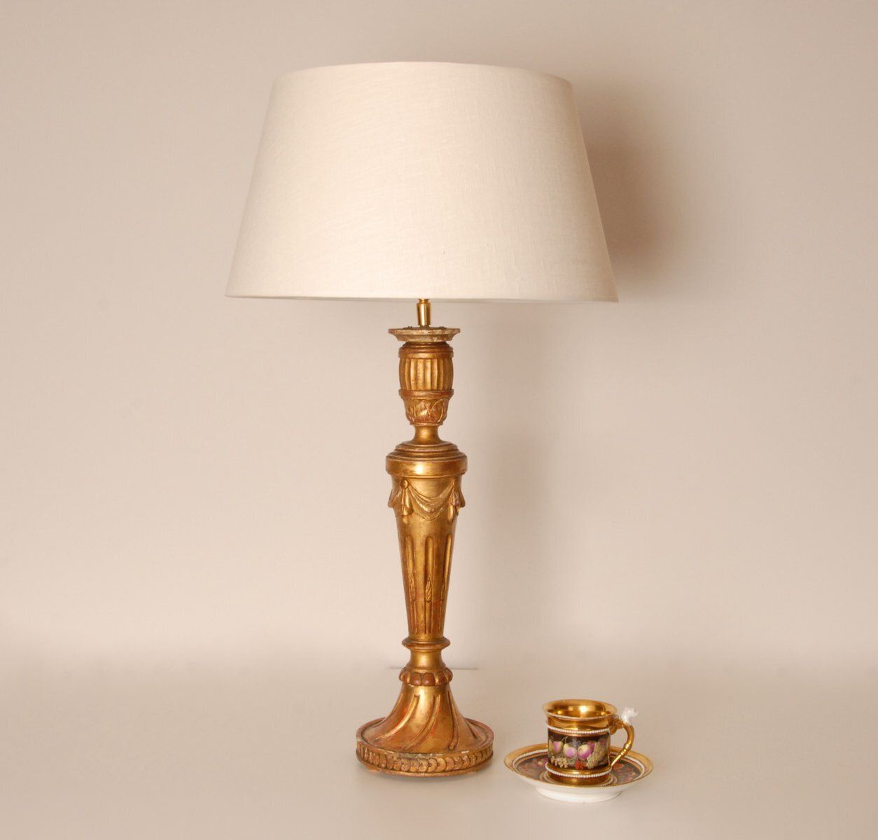 Neoclassical French Hand Carved Giltwood Lamp photo buy