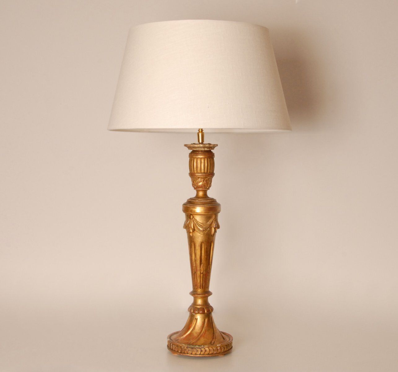 photo for sale Neoclassical French Hand Carved Giltwood Lamp