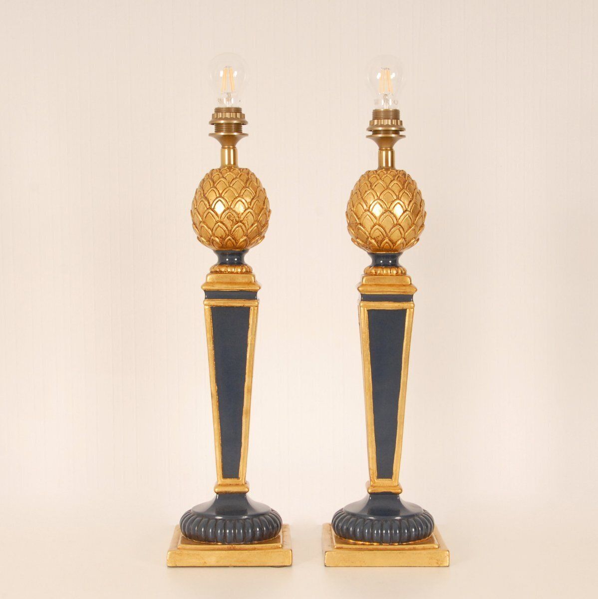 Vintage French Giltwood Pineapple Table Lamps From Maison Charles, 1970s, Set Of 2 photo 2469.0