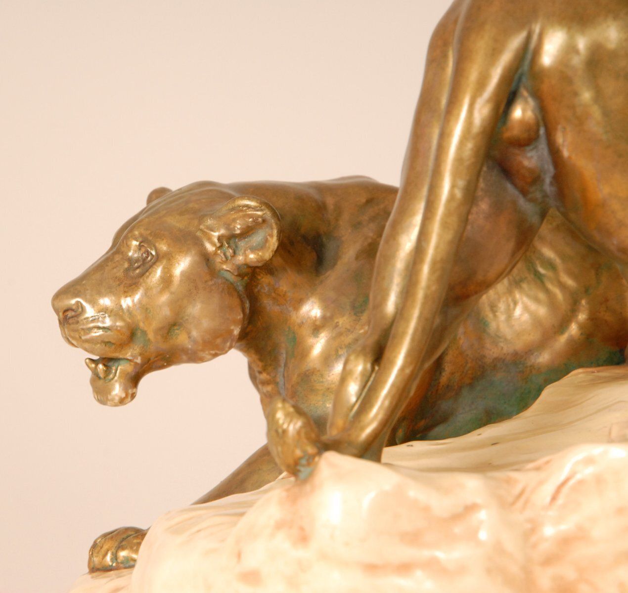 photo for sale Antique Viennese Porcelain Group Of Lions By Th. Schoop