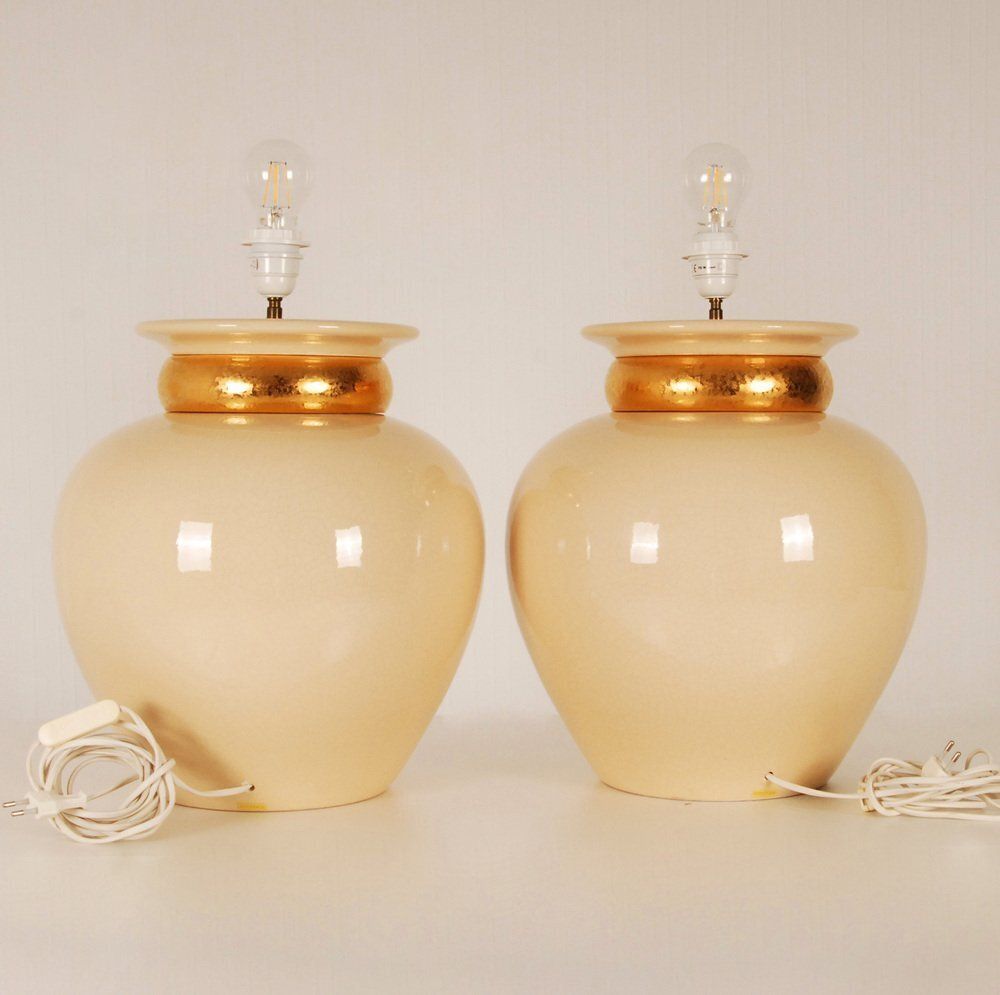 Mid Century Ceramic Vase Table Lamps In The Style Of Robert Kostka Longwy, 1970s, Set Of 2 photo furniture