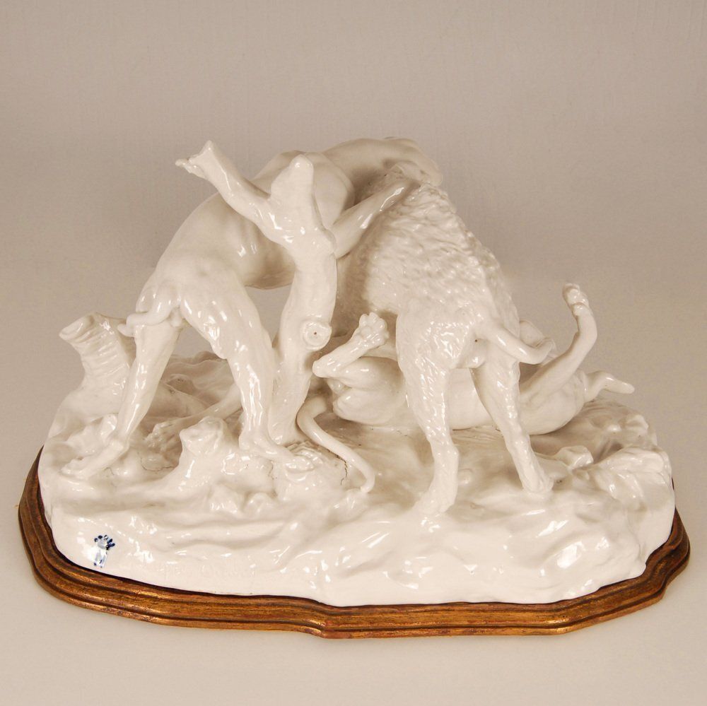 Antique Porcelain Hunting Scene, 19th Century photo vintage