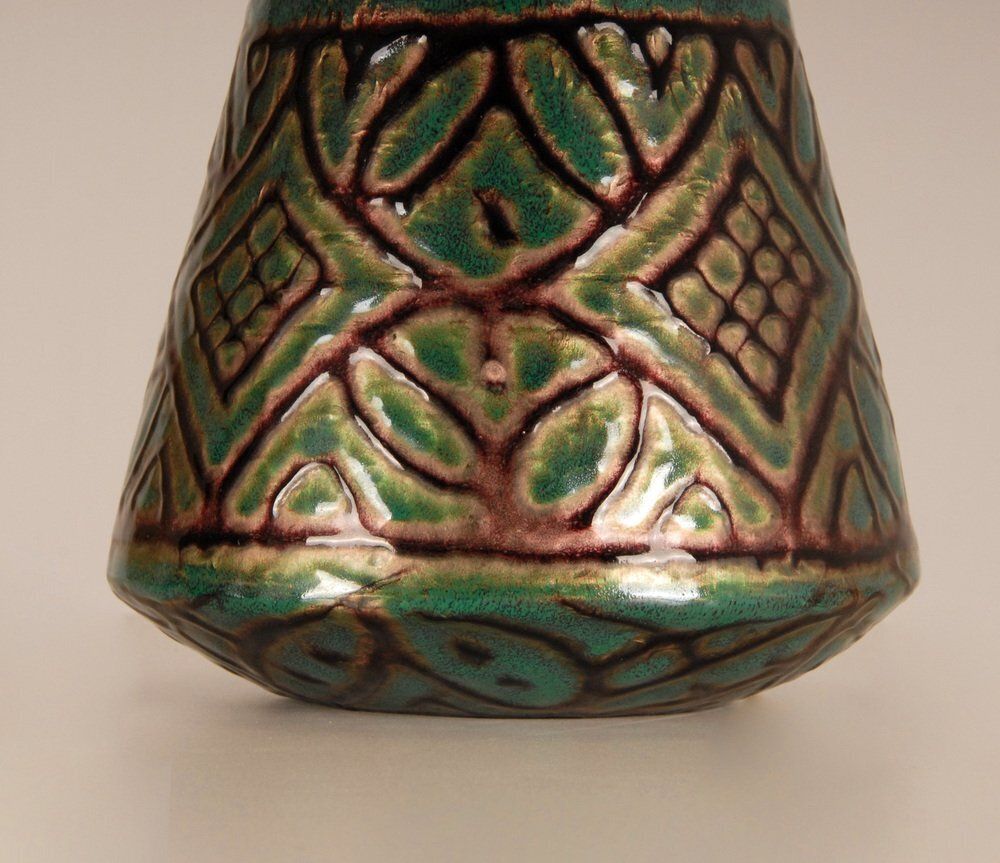 French Art Deco Geometric Table Lamps In Enamel On Copper By Camille Faure, 18th Century, Set Of 2 photo vintage