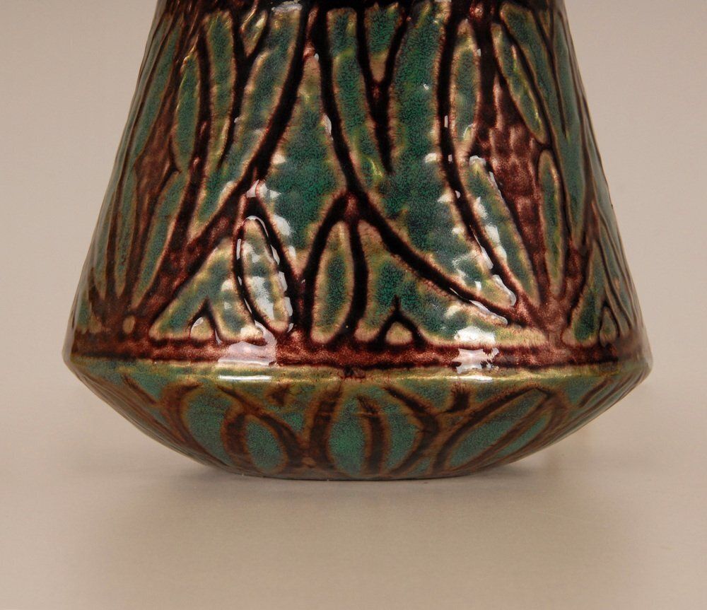 Lighting French Art Deco Geometric Table Lamps In Enamel On Copper By Camille Faure, 18th Century, Set Of 2 photo