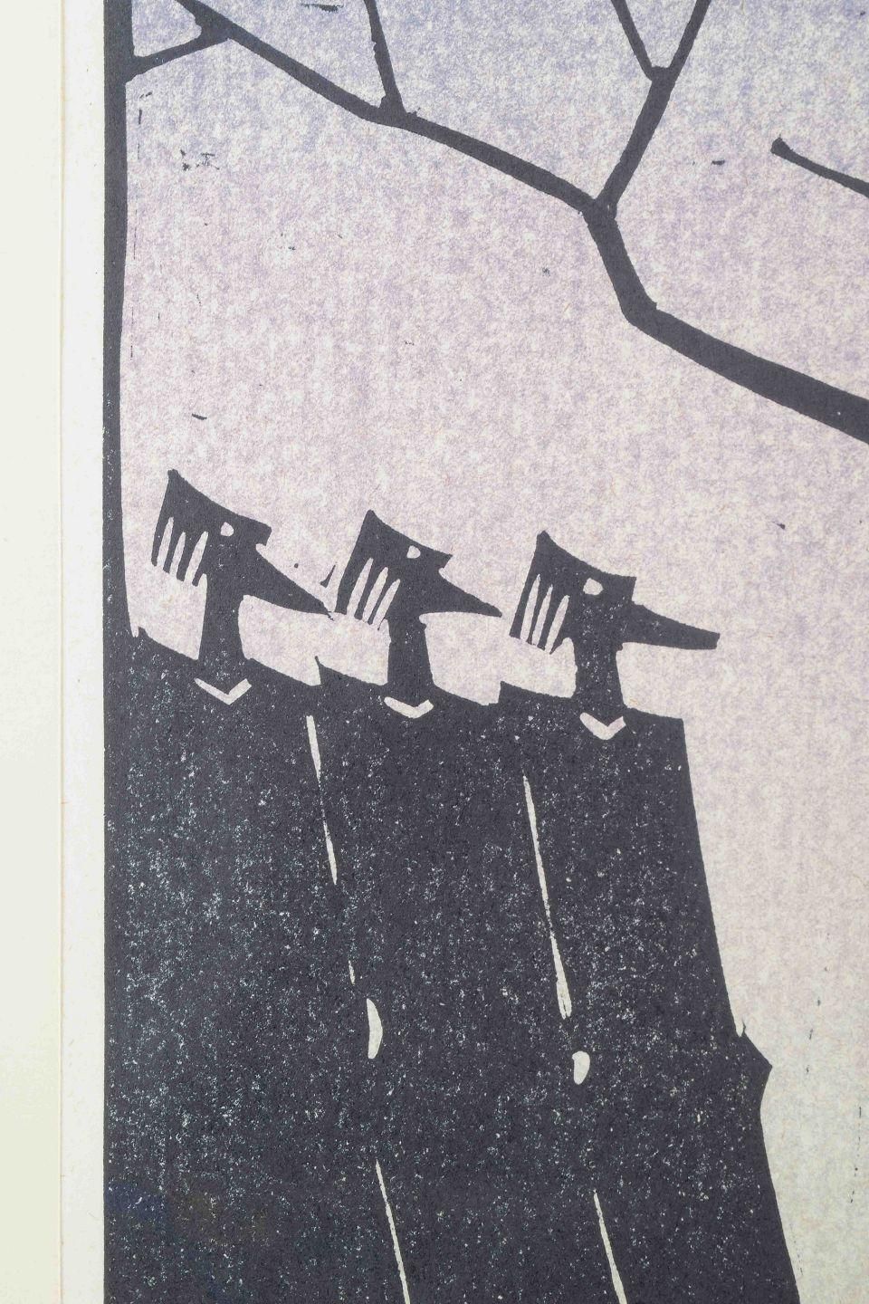 åke Holm, Sweden. Black And White Woodcut With The Three Wise Men, 1978. photo for sale