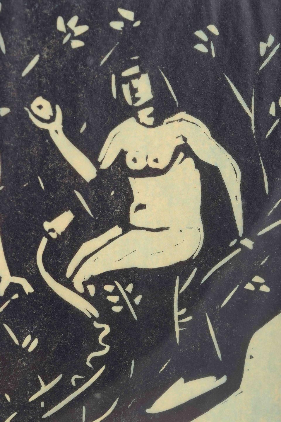 åke Holm. Print On Paper. Adam And Eve In The Garden Of Eden. Mid 20th C. photo for sale
