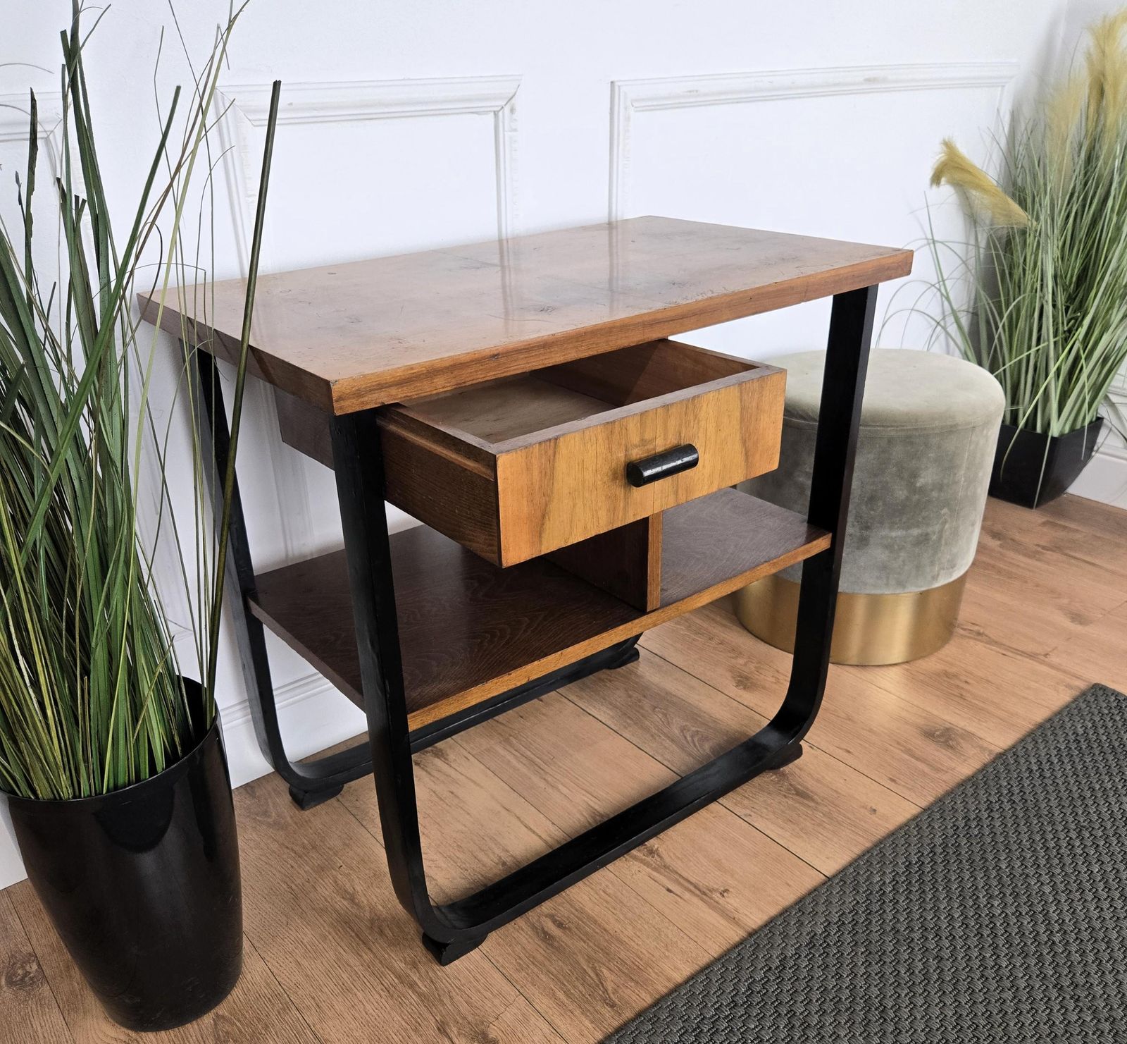 Italian 1940s Art Deco Midcentury Walnut Burl Dry Bar Cabinet photo vinterior