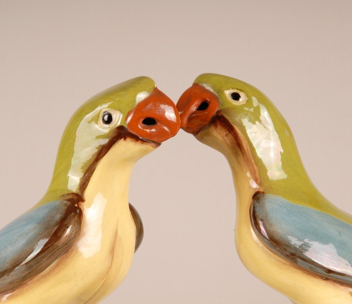 Large Chinese Ming Style Ceramic Parrot Figurines, 1970s, Set Of 2 photo for sale