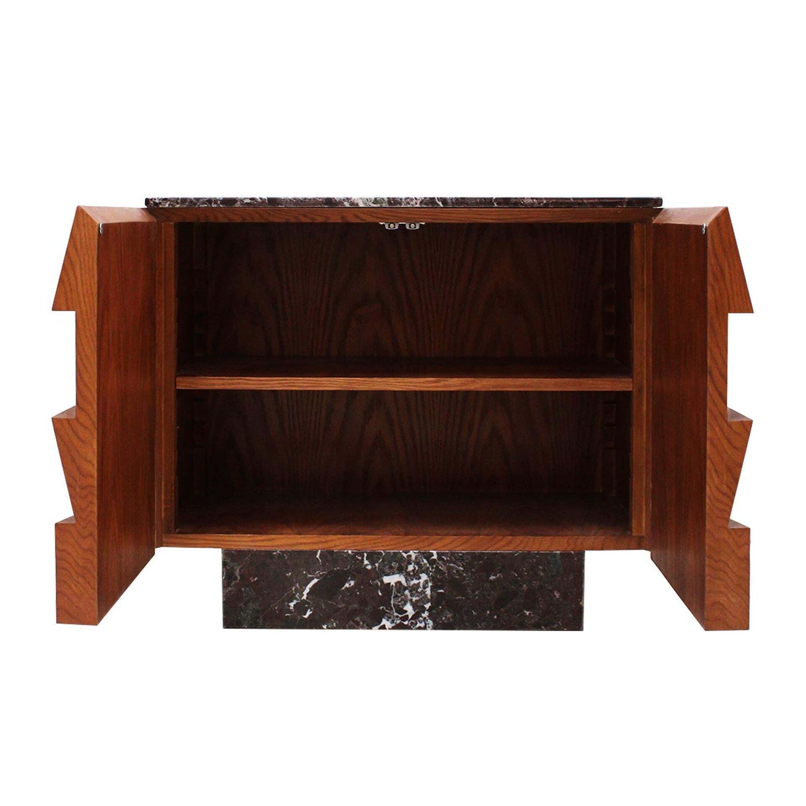 Contemporary Modern Pair Of Sideboards In Wood And Burgundy Marble Top, Italy photo 12196.0