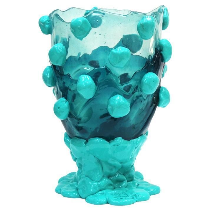 Contemporary Blue And Clear Resin Vase From The Fish Collection By Gaetano Pesce