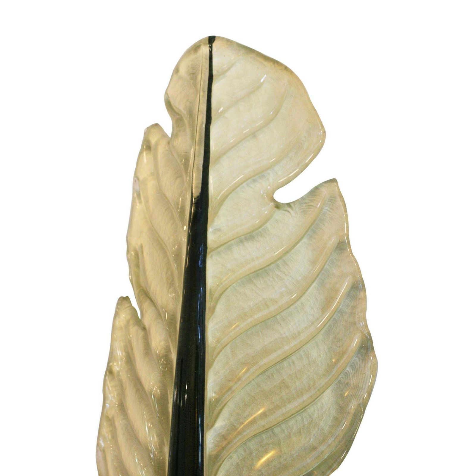 Mid Modern Style Pair Of Green Leaf Murano Glass And Brass Italian Wall Sconces photo vinterior