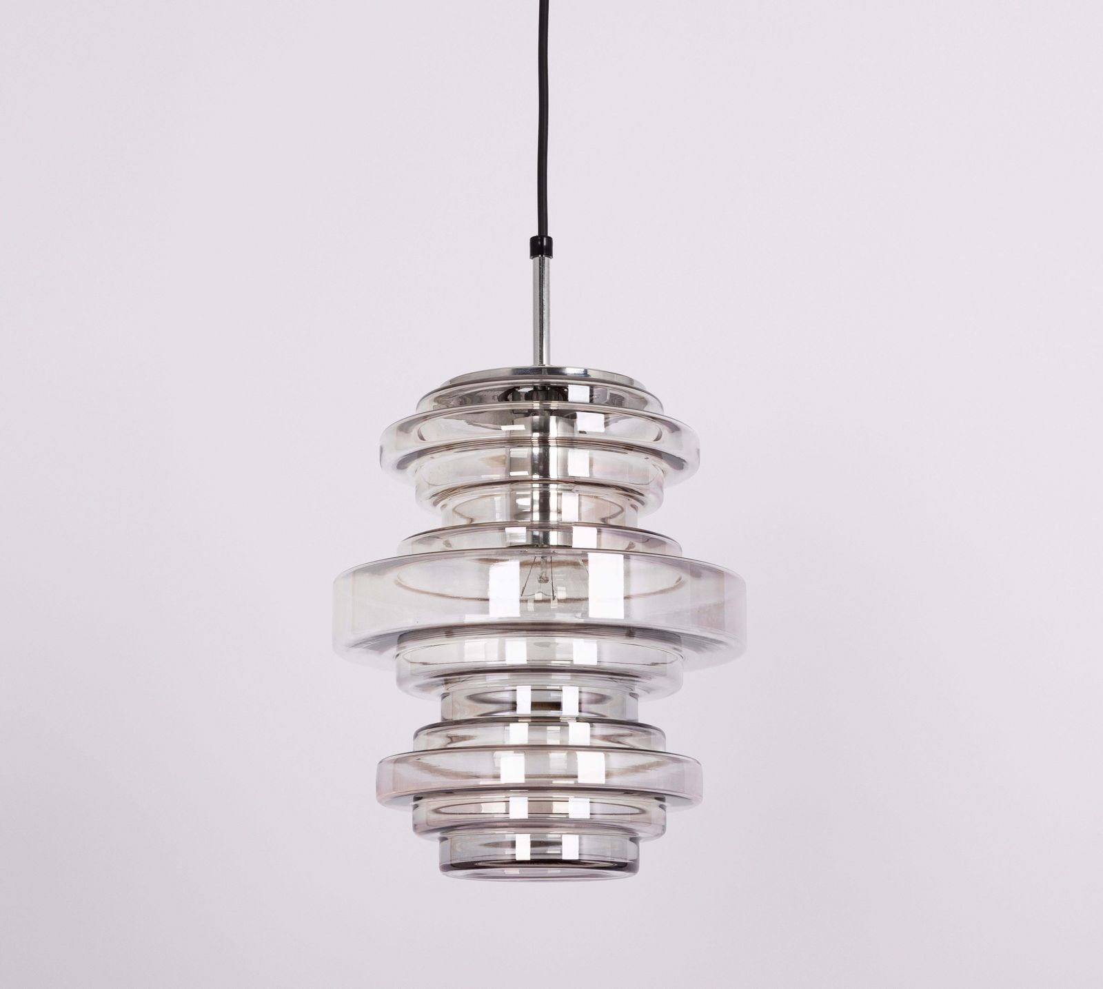 1 Of 2 Rare Limburg Smoked Glass Pendant Lamps, Germany, 1970s photo 1281.0