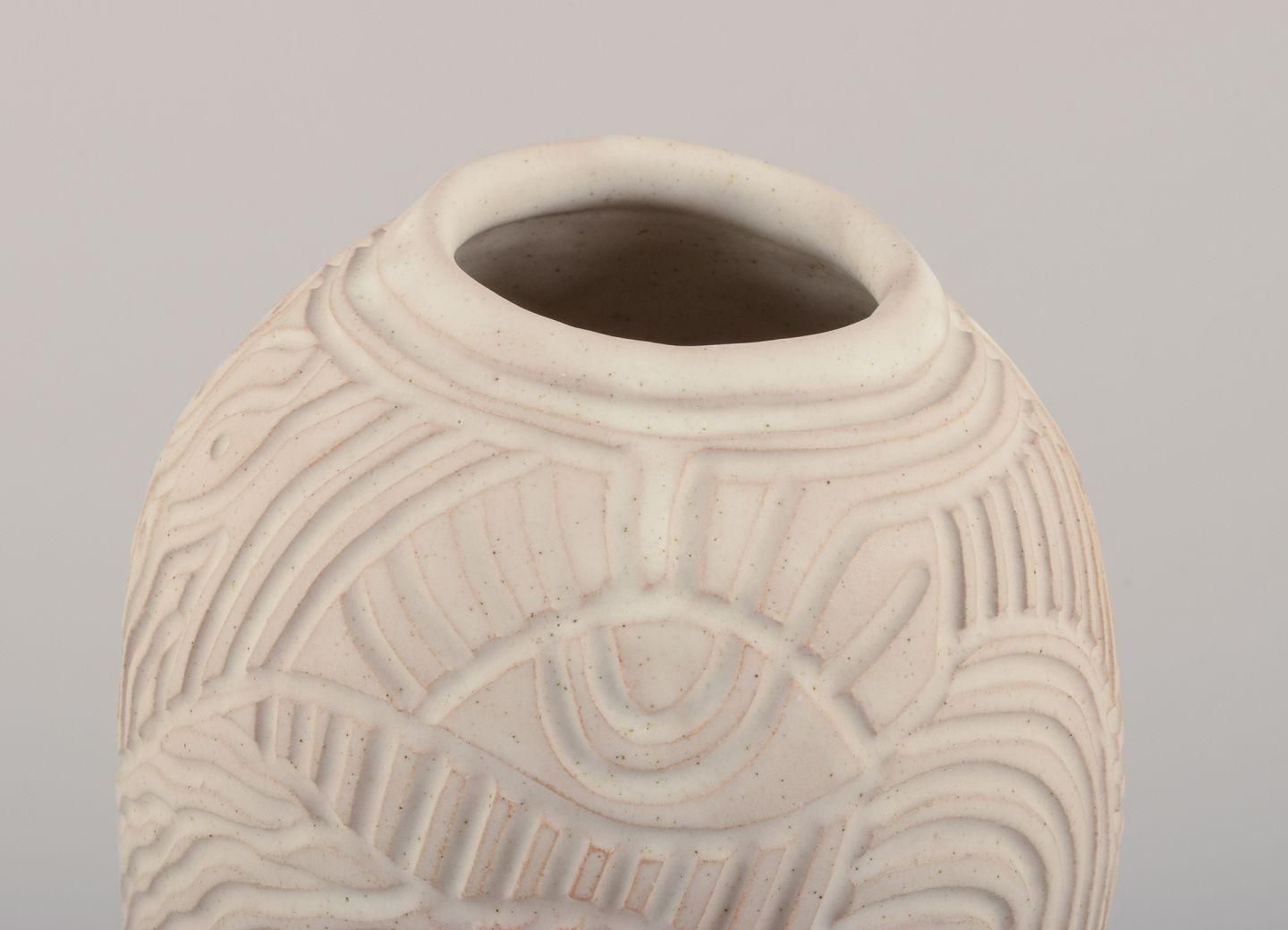 Christina Muff, Contemporary Danish Artist. Unique Tall Stoneware Vase. 2023 photo for sale