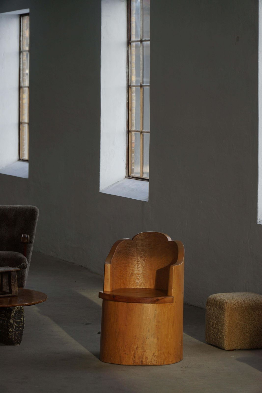 Modern Stump Chair In Solid Pine, By A Swedish Cabinetmaker, Wabi Sabi, 1960s photo for sale