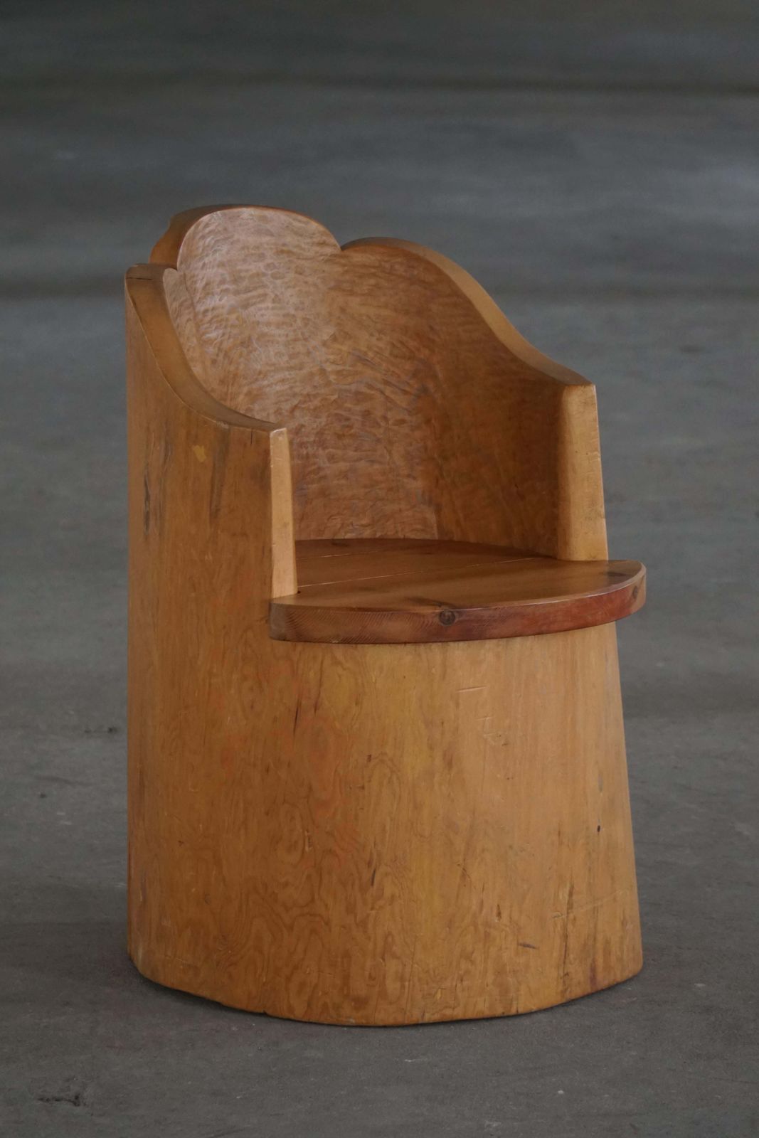 Modern Stump Chair In Solid Pine, By A Swedish Cabinetmaker, Wabi Sabi, 1960s photo Furniture