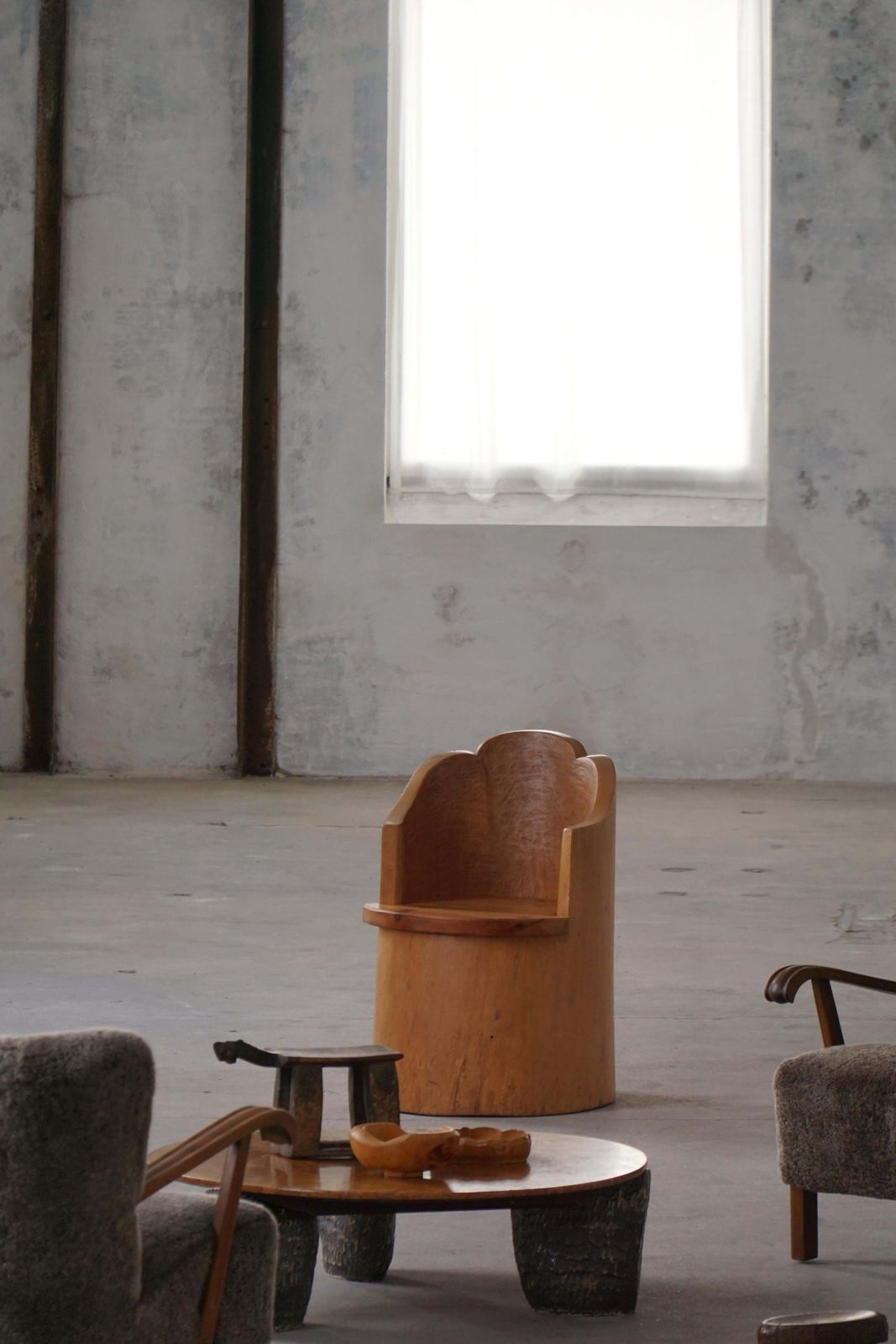 1702.0 Modern Stump Chair In Solid Pine, By A Swedish Cabinetmaker, Wabi Sabi, 1960s photo