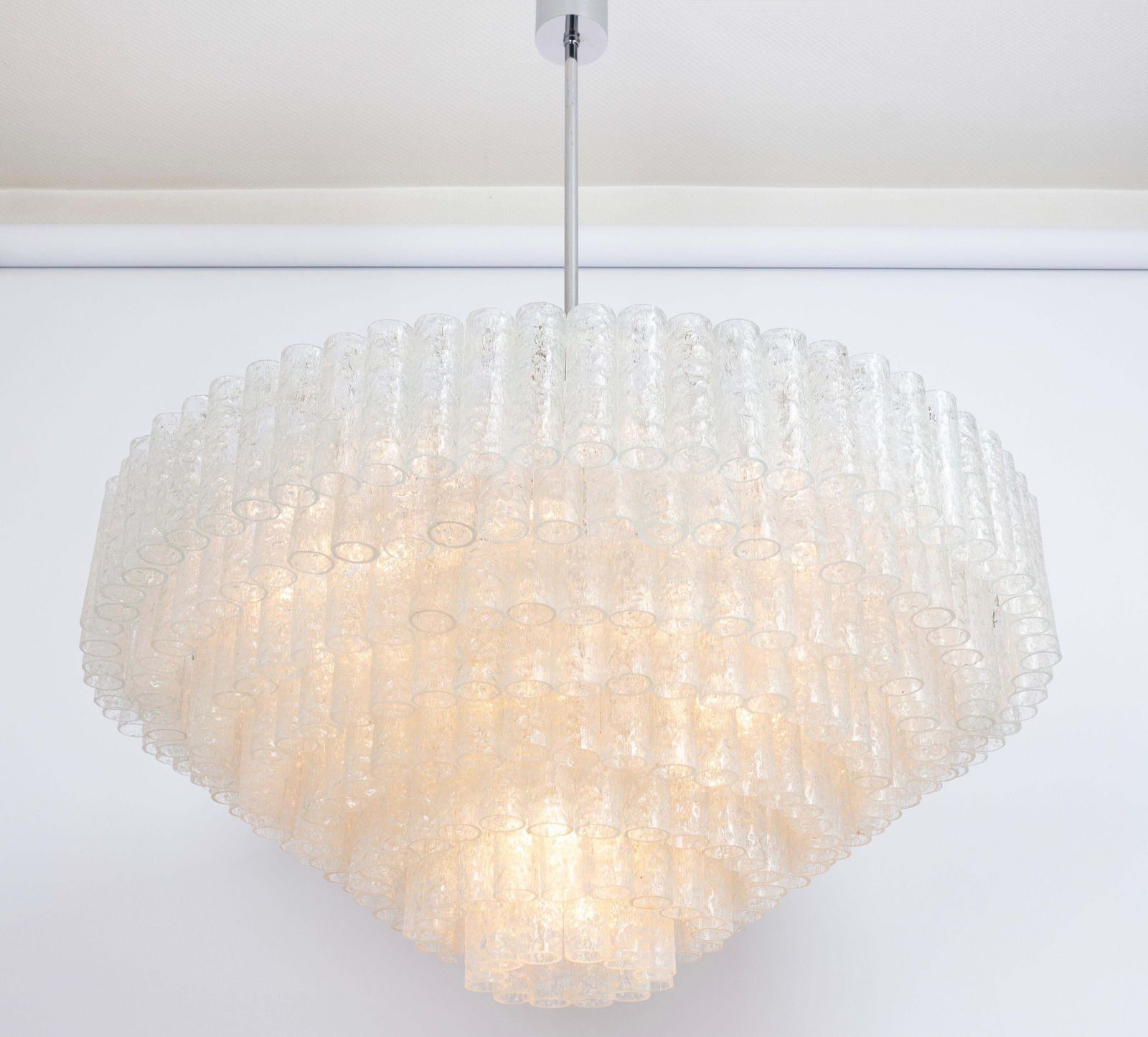 Extra Large Doria Ice Glass Tubes Chandelier, Germany, 1960s photo vintage