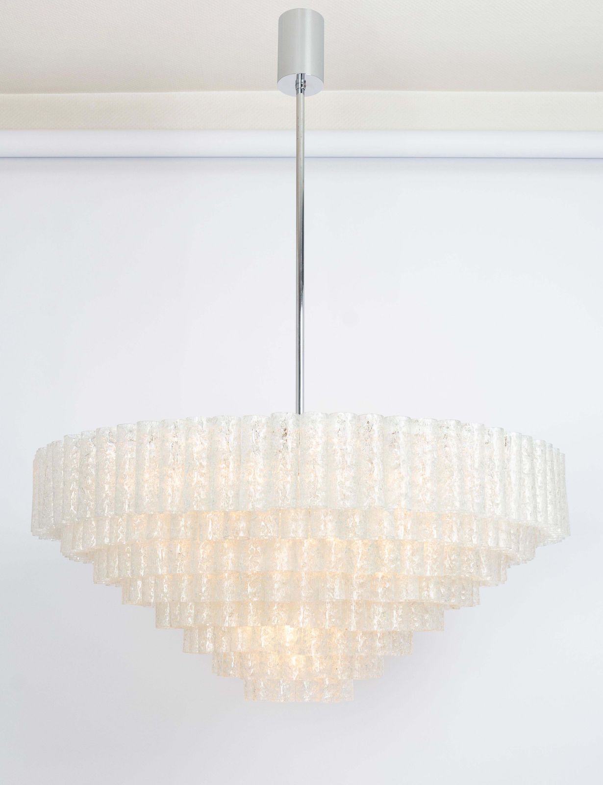 5656.0 Extra Large Doria Ice Glass Tubes Chandelier, Germany, 1960s photo