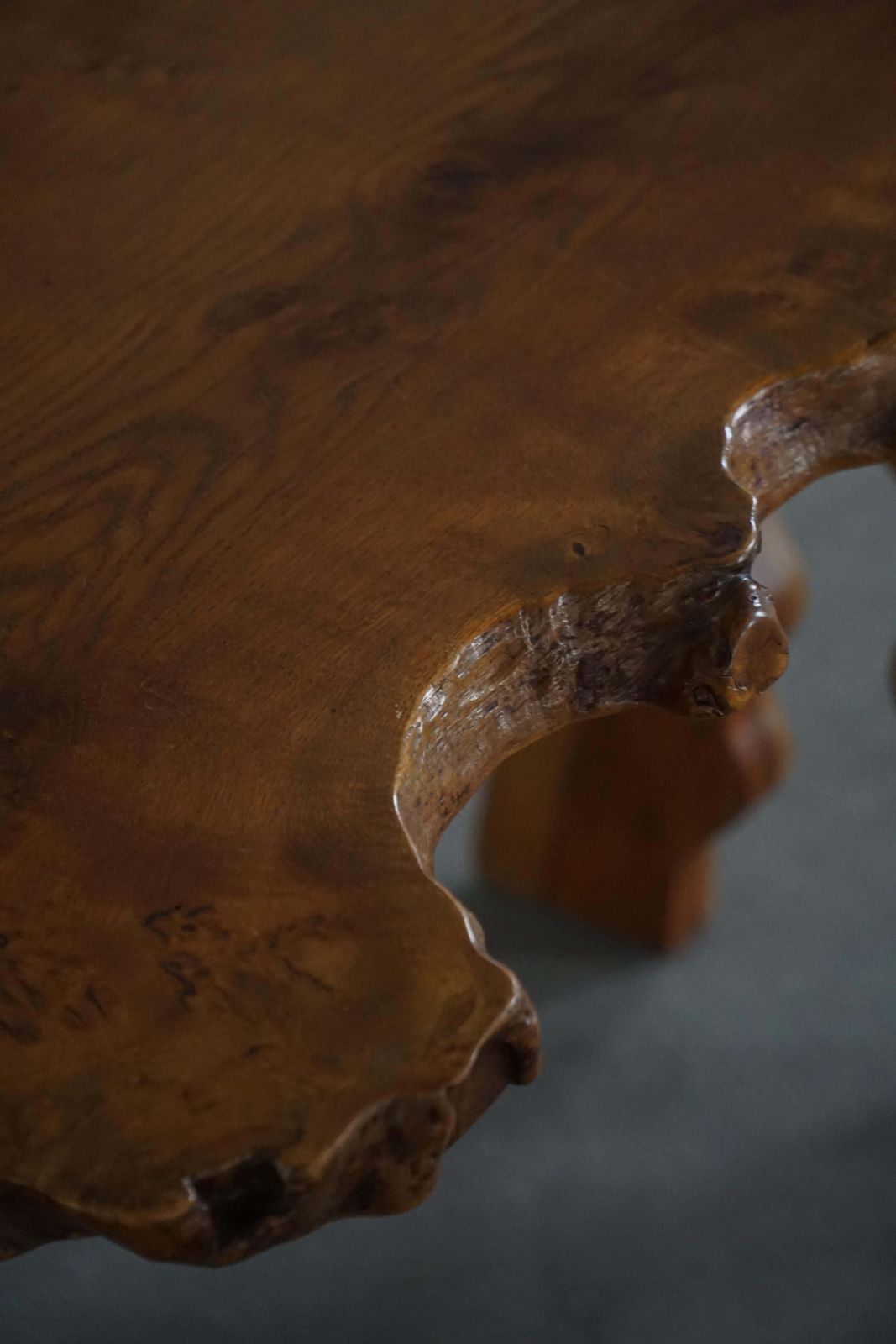 Mid Century Scandinavian Coffee Table In Solid Elm Wood, Wabi Sabi Style, 1960s photo vinterior