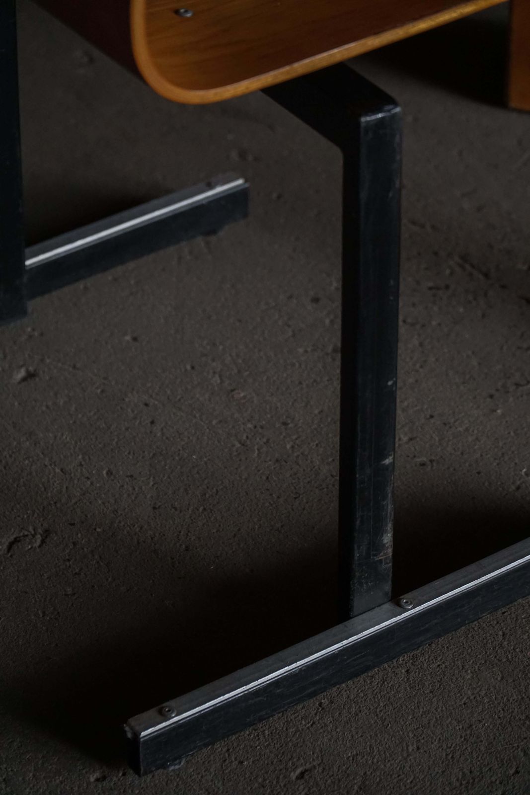 photo furniture Set Of 6 Industrial Stackable Chairs By Niels Larsen, Black Metal & Oak, 1960s