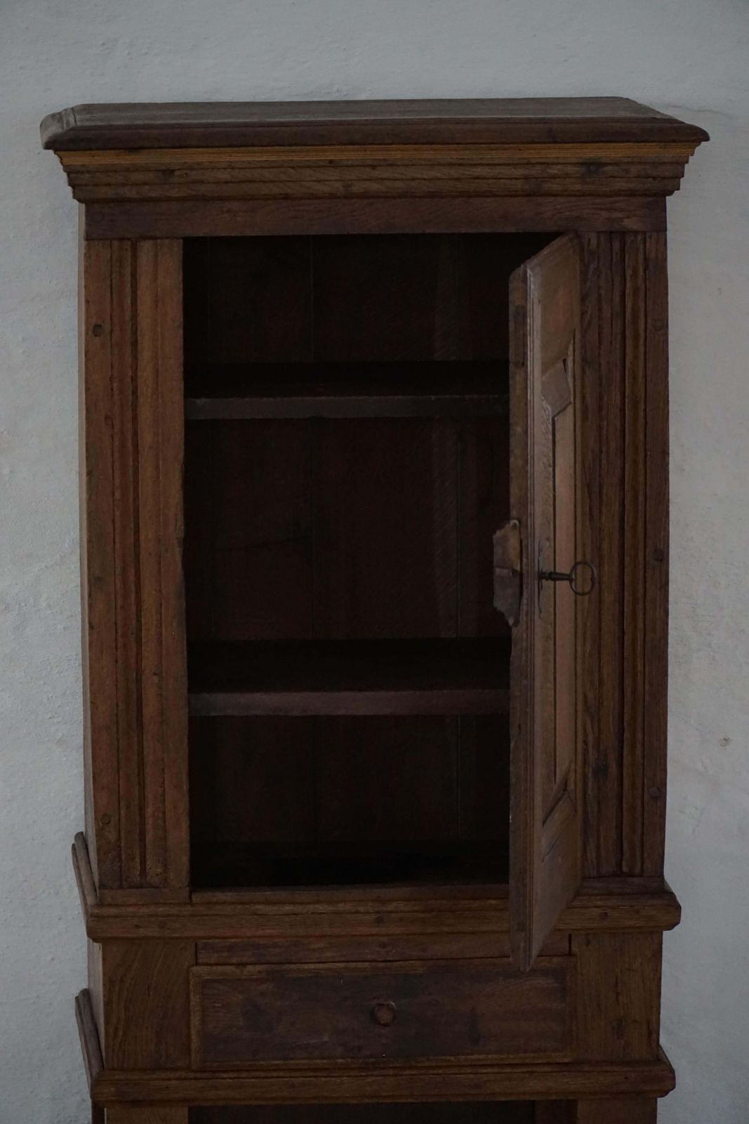 photo buy Mid 19th Century, Rustic French Solid Oak Cabinet With Paneled Door, Baroque