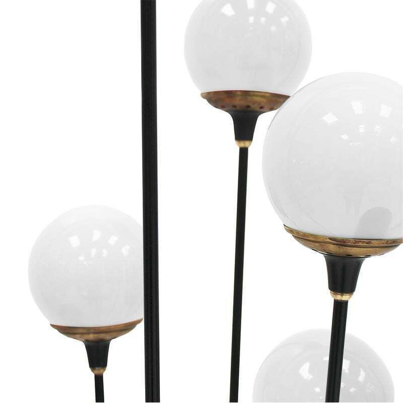 Mid Modern Stilnovo Floor Lamp, Black Iron & Marble, Italian Design, 1950s photo Lighting