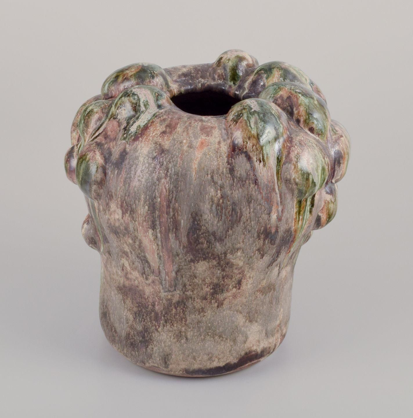 Christina Muff, Contemporary Danish Artist. Stoneware Vase With Organic Shape. photo furniture