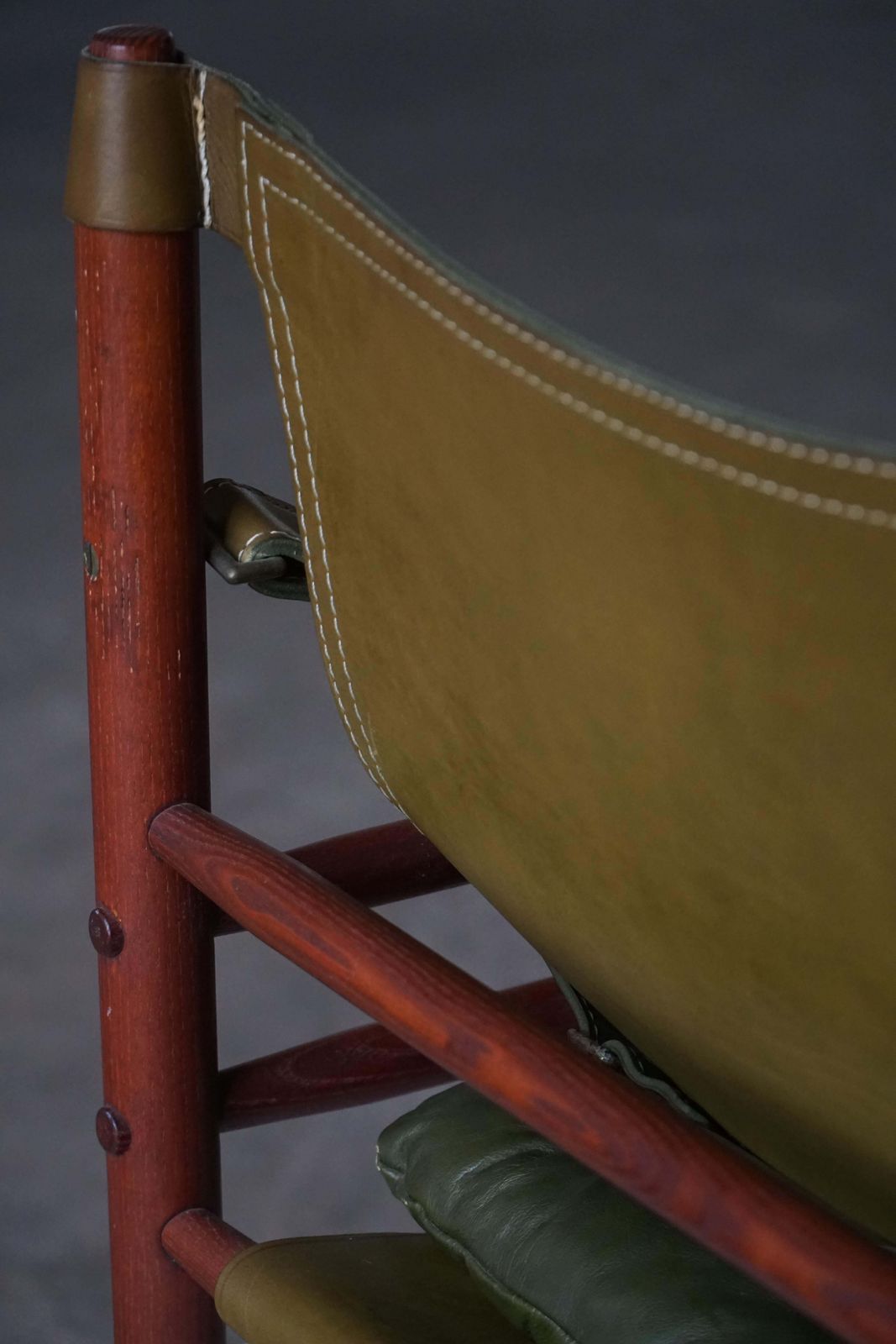 Arne Norell, Pair Of "Sirocco" Safari Chairs In Ash & Green Leather, 1960s photo buy