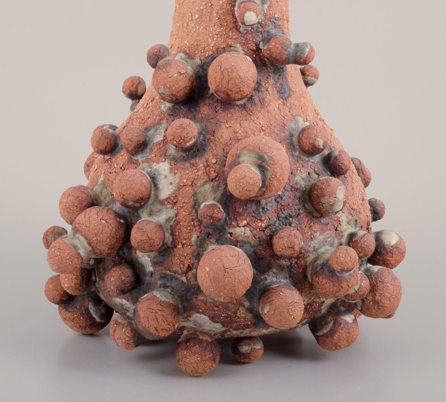 Christina Muff, Contemporary Danish Artist. Tall Vessel Covered In Clay Balls. photo buy