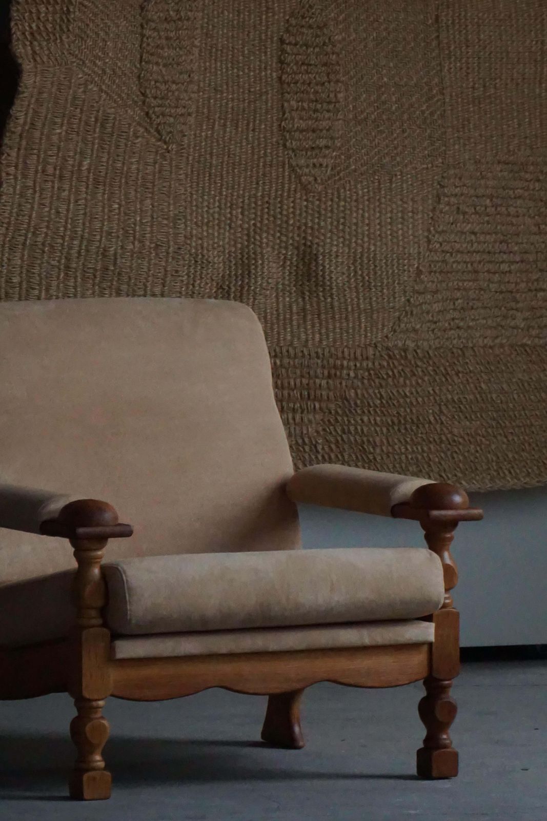 Mid 20th Century, Pair Of Armhairs By Henning Kjærnulf, Oak & Alcantara, 1960s photo vinterior