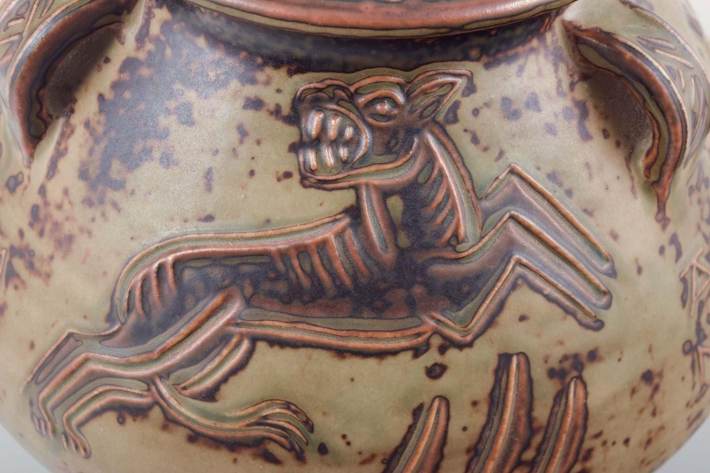Jais Nielsen, Royal Copenhagen. Ceramic Vase In Sung Glaze With Religious Motif photo buy