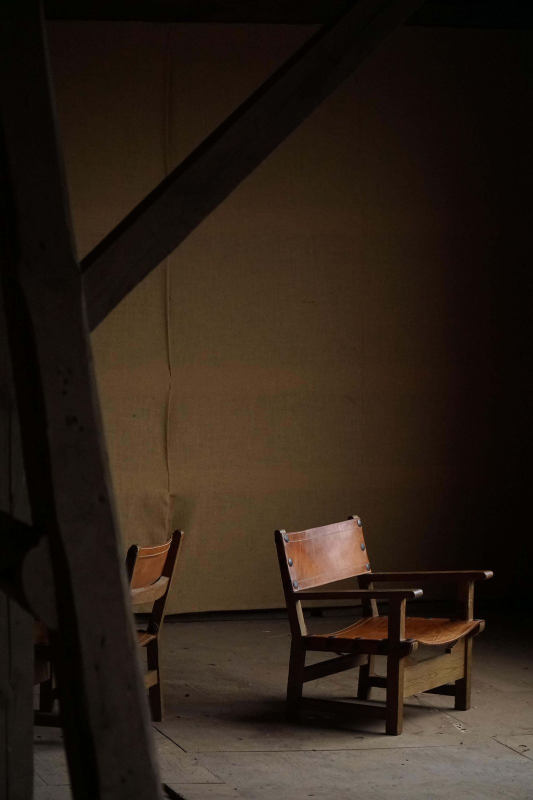 Mid 20th Century, Pair Of Spanish Brutalist Armchairs, Wood & Leather, 1960s photo 2597.0