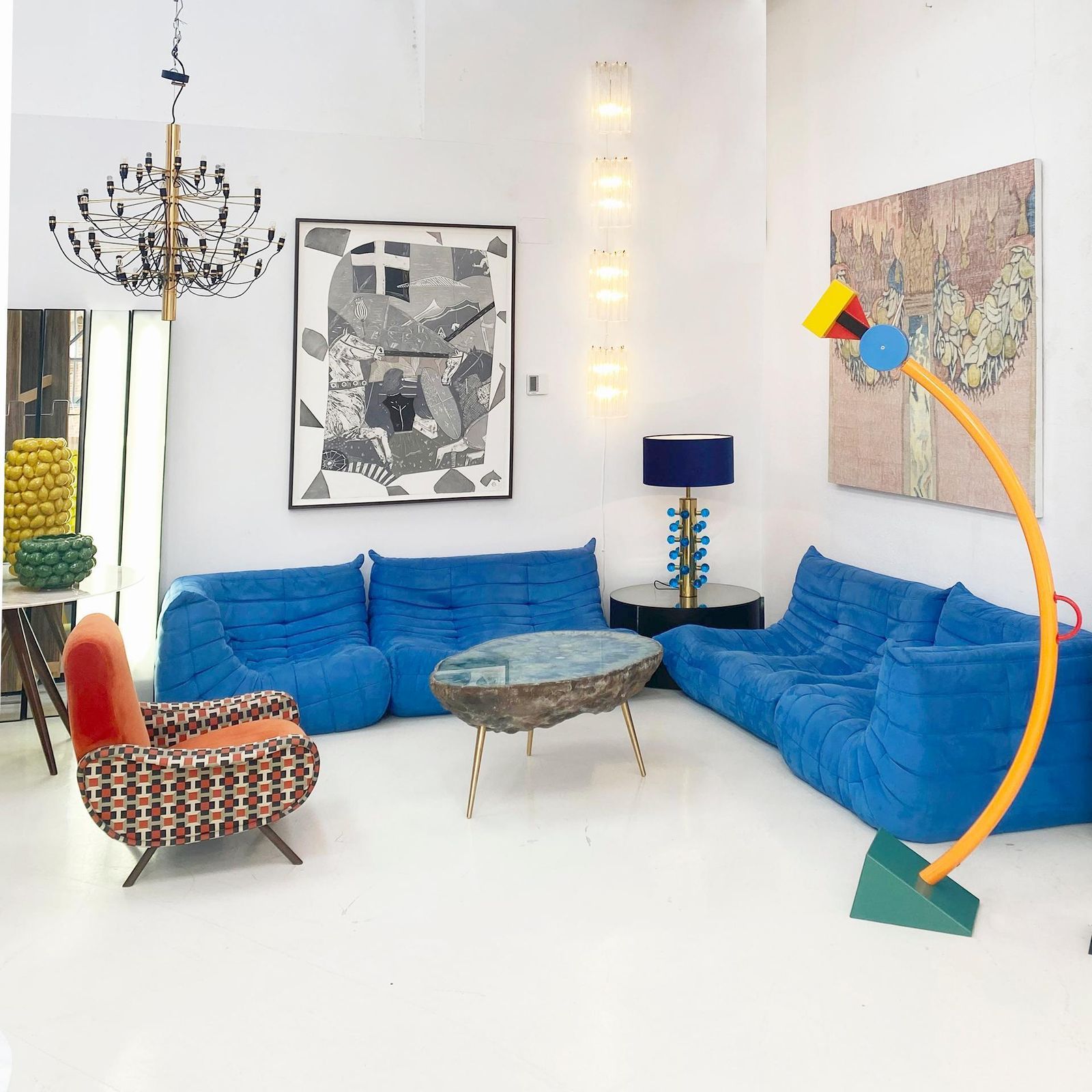 photo for sale Ettore Sottsass Treetops Multicolored Metal Floor Lamp, Memphis Milano, 1981