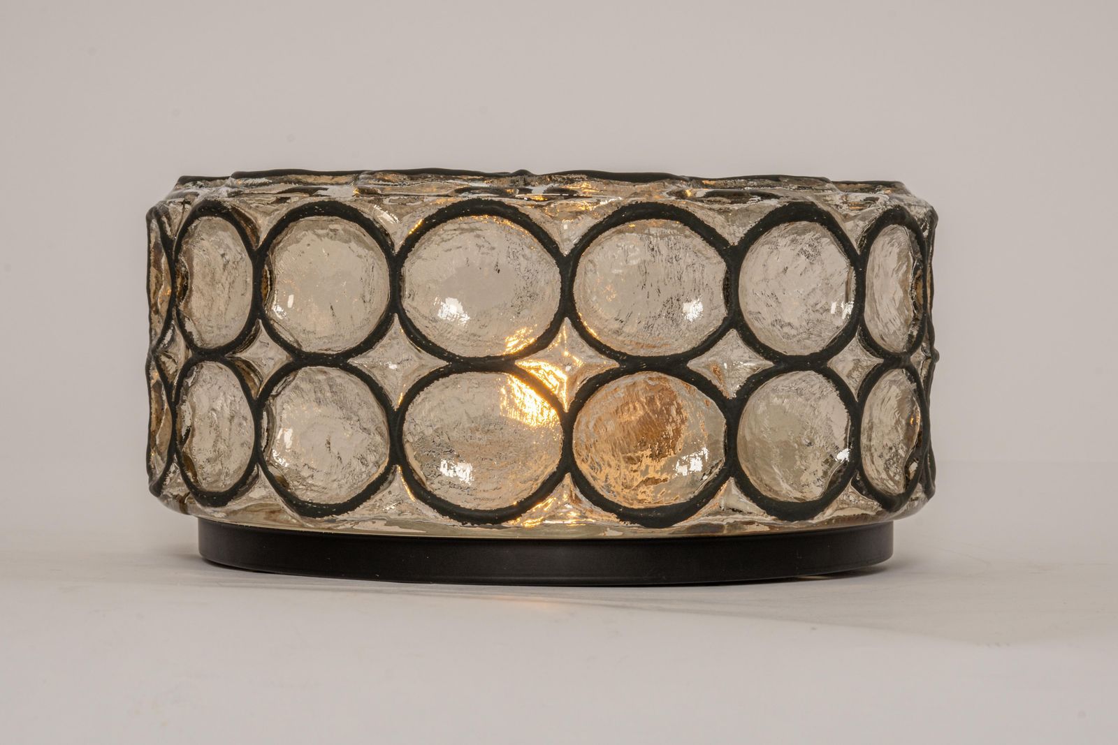 1 Of 2 Iron And Clear Glass Ceiling Light By Limburg, Germany, 1960s photo for sale
