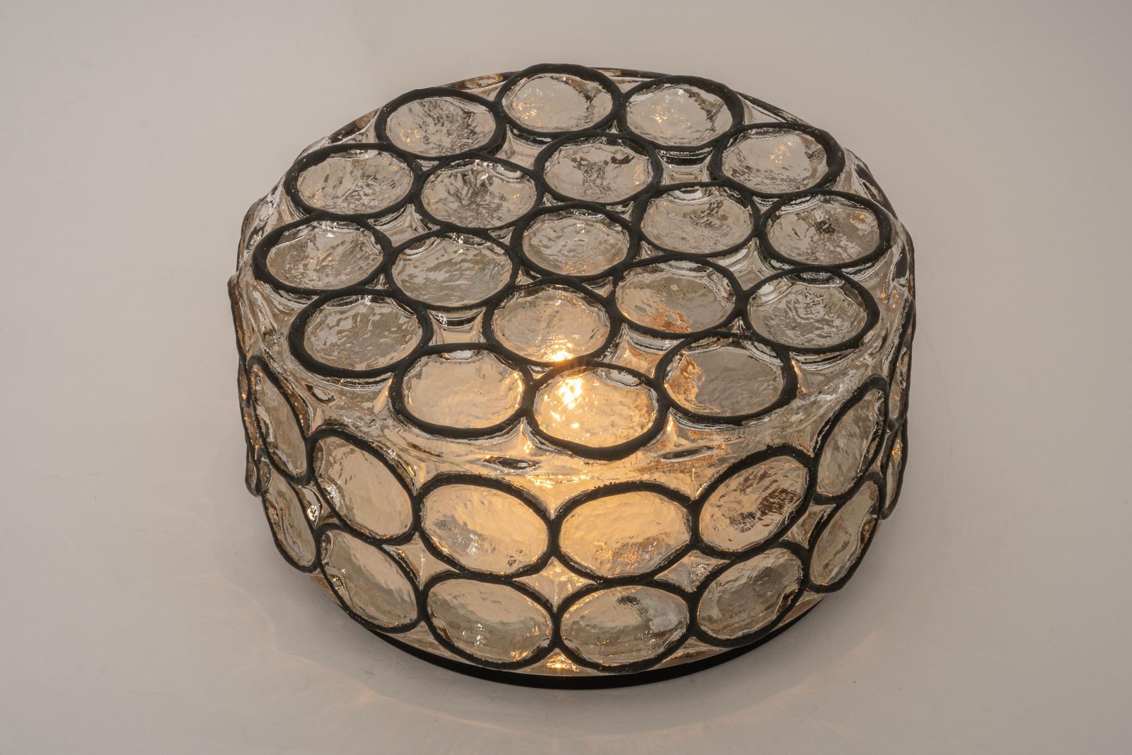 1 Of 2 Iron And Clear Glass Ceiling Light By Limburg, Germany, 1960s photo Lighting