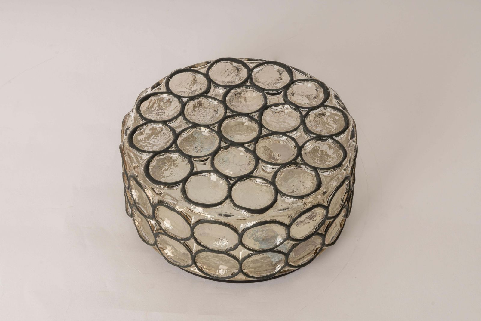 photo vintage 1 Of 2 Iron And Clear Glass Ceiling Light By Limburg, Germany, 1960s